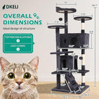 Cat Tree for Indoor Cats Cat Condo Cat Tower with Scratching Post Cat Tease Ball Perches Platform for Small and Medium Cats 54 Inch Multi-Level, Light Gray