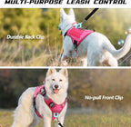 WINGOIN Pink Tactical Dog Harness for Large Dogs, Heavy Duty No Pull Dog Harness with Handle, Adjustable Reflective Military K9 Big Pet Vest for Husky, Doberman, Walking, Training, Hunting (XL)