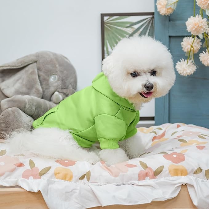 KOOLTAIL Dog Hoodie for Large Medium Small Dogs, Soft and Warm Pet Sweater with Leash Hole and Pocket Boy Girl, Puppy Fall Winter Jacket Clothes, French Pitbull Cold Weather Coat Sweatshirt,Green M