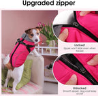 Dog Coats for Large Dogs, Dog Puffer Jacket with Harness Built in, Pet Warm Winter Vest, Rose L