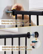 InnoTruth 29-39.6”Baby Gate for Stairs & Doorways,30" Tall Dog Gate for Pets,Dual-Lock Safety and One Hand Opening Design,Pet Gate for Hallways,Outdoors,Wall-Friendly Pressure Mounted, Pure Black