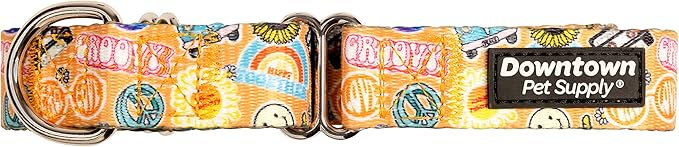 Downtown Pet Supply - Martingale Collar for Dogs - Dog Training Collar - Big, Wide & Thick Dog Collar - Escape-Proof, Weatherproof, Durable and Comfortable - Good Vibes - Large Dog Collar