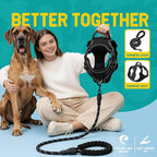 No Pull Dog Harness and Leash Set for Extra Large Dogs – Adjustable Reflective Breathable Soft Padded Easy Control Dog Harness for Training & Walking, Black (X-Large)
