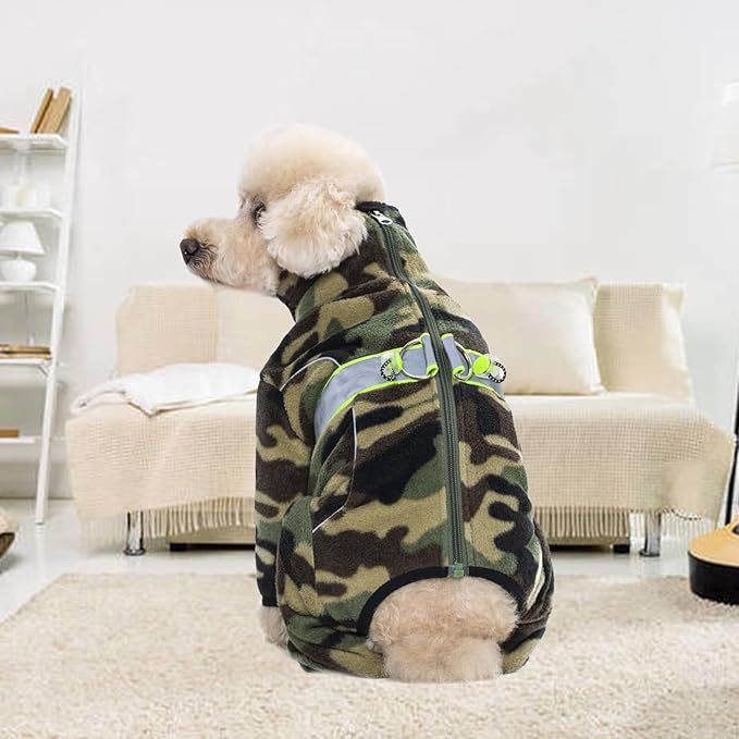 Polar Fleece Dog Coats for Small Medium Dogs, Winter Jacket Sweater Vest Bodysuit, Four-Legged Warm Clothes Pajamas