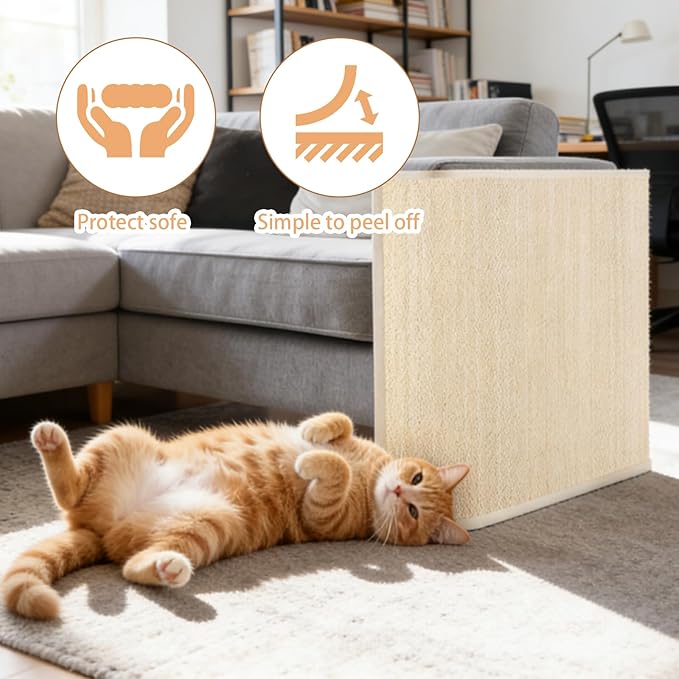 3 Pcs Cat Scratch Furniture Protector Mat 19.7 x 31.5 Inch Cats Pet Scratching Pads Sofa Couch Protector for Chair, Sofa, Couch, Easy Installation