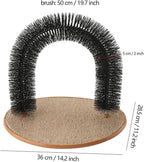 Cat Scratcher, Heavy Duty Cardboard, All Breed Sizes, Scratching and Exercise Cat Self-Groomer Bristle Ring Brush Arch with Carpeted Base Hair Cleaner Pads (Black,One Size)