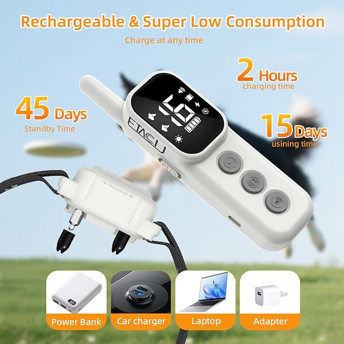 ETACCU Collar for Dogs,Waterproof Dog Training Collar with Remote Control,4 Training Modes：Beep, Vibration, Safe Static,LED,Rechargeable Adjustable for 5-150lbs Small Medium Large Dogs