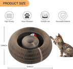 Magic Organ Cat Scratching Board, Interactive Scratch Pad with a Ball, Cat Scratcher for Grinding Claw, Recyclable and Durable, Furniture Protector, Retractable, Brown, Reversible