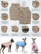 SPACE LION Dog Puffer Jacket, Down Winter Coat, Durable Outdoor Coat for Cold and Windy Conditions, Lightweight & Adjustable Fit Coats for Small Dogs, (Camel, Size 10 Gift Box)