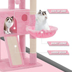 Cat Tree Tower with Cat Condo, Small Cat Tower with Scratching Post & Hammock, Cat Tree for Indoor Cats, 36 Inch, Soft Pink