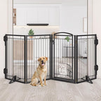 Metal Free Standing Dog Gate with Cat Door for Indoor/Outdoor,40" Extra Wide Foldable Pet Gate,36" Tall Puppy Fence for Large Openings Stairs,Deck,Yard,Doorways(2 Panels,Black)