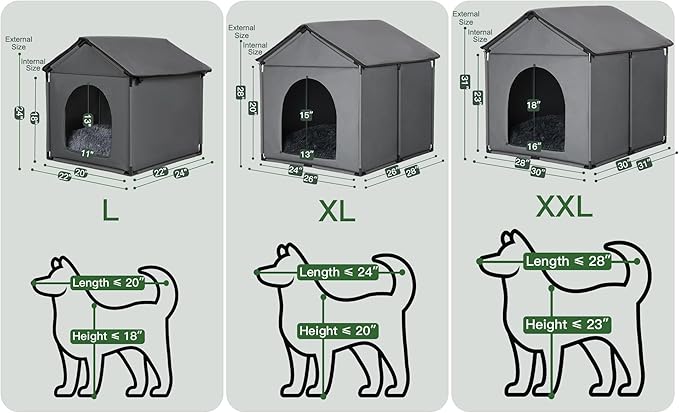 Large Cat & Small Dog House Soft Indoor (Int 22x20x18in/Ext 24x22x24in) for Ragdolls, Small French Bulldog, Welsh Corgi, Mini Schnauzer, Small Pet House with Soft Cushion, Oxford Fabric, Gray