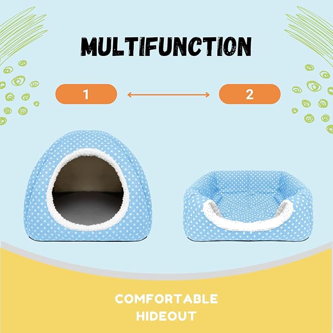Rabbit Hideout Large Bunny Bed Washable Rabbit House and Hideout Fleece Guinea Pig Hiding Hut for Indoor Bunnies Small Animal Hideaway