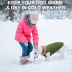 BEAUTYZOO Winter Dog Coat with Harness Built in, Warm Dog Puffer Jacket Vest Padded Fleece Cold Weather Coats Windproof Waterproof Snow Jackets Clothes for Small Medium Puppy, Green S