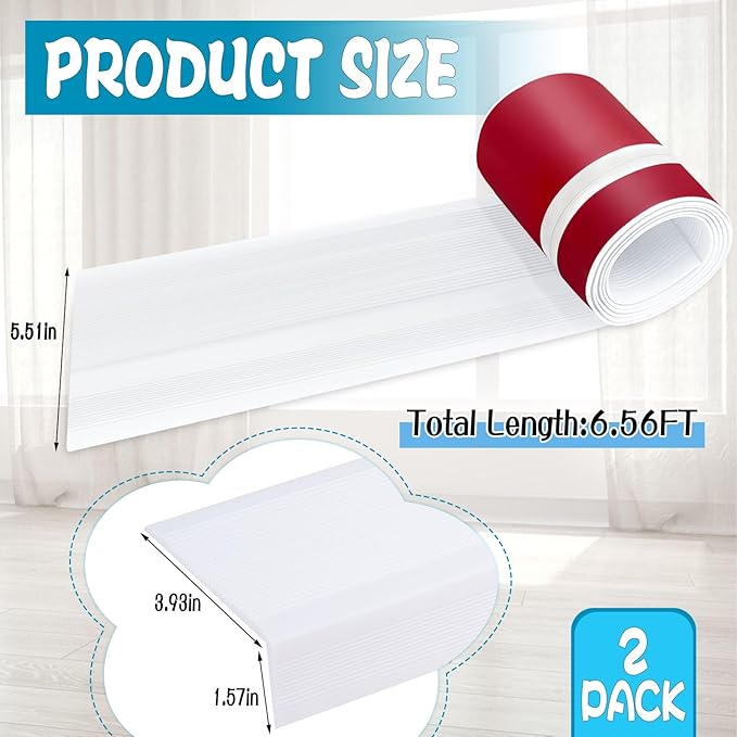 2 Rolls Dog Cat Scratching Window Sill Protector - 5.5 in x 6.6 Ft L-Shape Rubber Window Sill Cover Window Sill Guard Protector for Pet Cat Claw Scratching Chewing, White