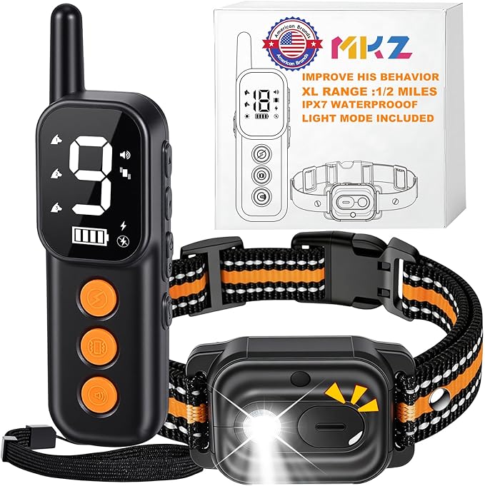 Dogs Training Collar with Remote 3300FT Dog Training Collar IPX7 Waterproof Rechargeable Safe Shock Collar for All Breed Dogs with Beep, Vibration, Safety Shock, Security Lock 10-120 lbs