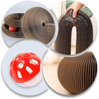 Kitty Kurlz Cat Scratcher & Play Toy for Indoor Cats - Foldable, Durable Recyclable Cardboard for Scratching, Chase and Play