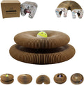 U-Shaped Accordion Cat Scratcher with Interactive Ball - Cute Cartoon Design, Scratch-Resistant, Pet-Safe for Feline Entertainment & Claw Care