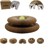 U-Shaped Accordion Cat Scratcher with Interactive Ball - Cute Cartoon Design, Scratch-Resistant, Pet-Safe for Feline Entertainment & Claw Care