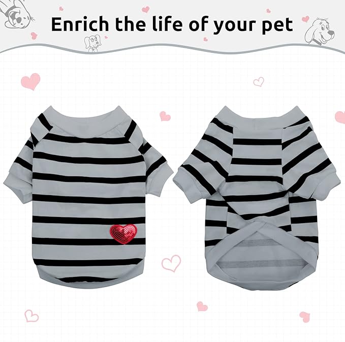 Pet Dog Striped T-Shirt Dogs Cats Cotton Vest Spring Summer Pet Apparel Tee Shirt Suitable for Small and Medium Large Pets French Bulldog Bichon