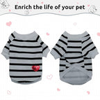 Pet Dog Striped T-Shirt Dogs Cats Cotton Vest Spring Summer Pet Apparel Tee Shirt Suitable for Small and Medium Large Pets French Bulldog Bichon
