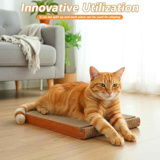 3-Sided Vertical Cat Scratching Post, Cat Scratcher Foldable, Triangle Cats Scratching Board, Multiple Angle Scratch Pad, 6 Usable Sides Recyclable Scratcher Cardboard for Indoor Cats (Pack of 3)