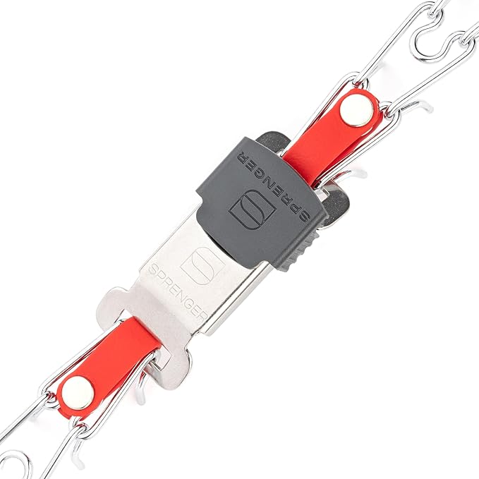 Herm Sprenger Chrome Plated Steel Dog Collar with Quick Release ClicLock Buckle and Biothane Insert Training Collar for Dogs Made in Germany (Cherry Red, 16in x 2.25mm(Neck Size up to 13-14in))