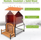 GUTINNEEN Heated Dog House Outdoor Insulated Dog Kennel with Metal Frame, Heated Pad, Insulated Liner, 33" L x 45" D x 32" H