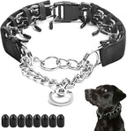 Prong Collar for Large Dogs with Nylon Cover, Dog Pinch Collar,Dog Training Collar,High Strength Quick Release Buckle,Comfort Rubber Tips (Black，4.0mm, 23.6-Inch)