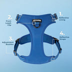 Voyager Dog Harness Dual Leash Attachment No-Pull Control Adjustable Soft but Strong Pet Harness for Medium and Large Dogs with 3M Reflective Technology, Royal Blue Lattice Nylon, XS (Chest: 13-16")