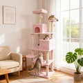 PETSITE Multi-Level Cat Tree, 75 Inches Tall with Sisal Scratching Posts, 2 Condos, Hammock, Dangling Balls, and Cozy Top Perch, Ideal for Indoor Cats to Play and Rest (Pink)