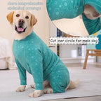 Dog Coats Autumn Winter Jumpsuit for Large Medium Dogs, Warmer Recovery Suit Polar Fleece Dog Bodysuit Lightweight Pajamas Pullover Stretchy Onesie Four-Legged Cold Weather Clothes (5XL, Green)