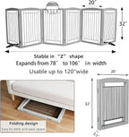 Dog Fence Indoor,Dog Gate Indoor for Doorway pet gate -6-Panel Freestanding, Hallways, House or Stairs -120x32-Inch Retractable Foldable Expandable Wood Pet by SFJC (Grey) ﻿