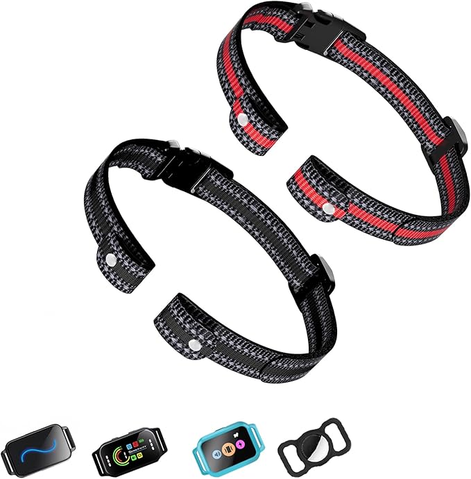 aikko Universal Reflective Dog Training Collar Strap – Adjustable Replacement Band for Shock & Bark Control E-Collars, Soft Breathable Nylon (Black & Red)
