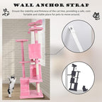 Heavy Duty Cat Tree Tower, 70" Tall Cat Tower for Indoor Cats with Cat Scratching Post with Bed, Cat Condo, Hanging Ball, Multi-Level Cat Climbing Tower Cat Trees Furniture Activity Center, Pink