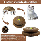 U-Shaped Accordion Cat Scratcher with Interactive Ball - Cute Cartoon Design, Scratch-Resistant, Pet-Safe for Feline Entertainment & Claw Care