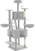 75" Cat Tree Large Cat Tower Condo w/Multi-Level Scratching Post Cat Stairs for Indoor Cats (Light Grey)