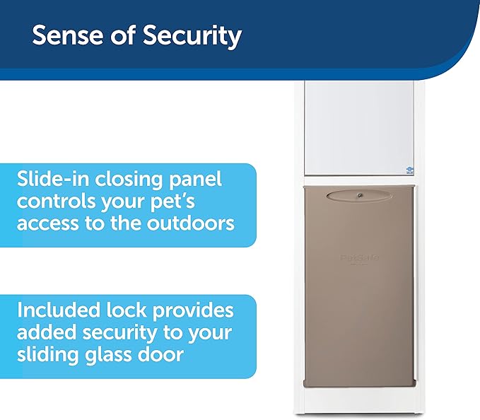 PetSafe Sliding Glass Pet Door - No-Cut DIY Install Doggy Door for Renters - Aluminum Frame - Adjustable Height 75 7/8" to 80 11/16" - Ideal for Large Dogs Up to 100 lb - Bronze