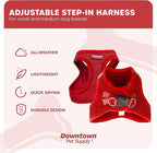 Downtown Pet Supply Step-in Dog Harness – No Pull, Adjustable Padded Mesh with Reflective Trim, Secure Buckle Strap – Comfortable & Breathable Small Dog Harness, XX-Small, Red