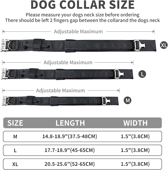 COOYOO Dog Collar,3 Piece Set Tactical Dog Collars, Adjustable Military Training Nylon Dog Collar with Control Handle and Heavy Metal Buckle for Medium and Large Dogs
