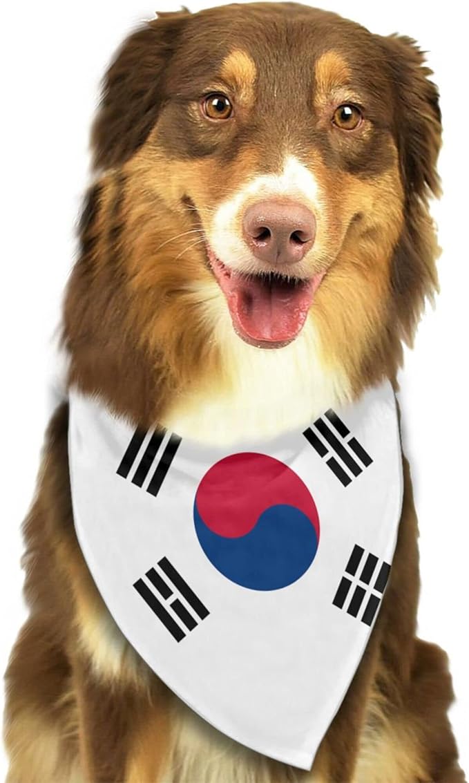 Dog Bandanas The South Korean Flag Pet Bandana Scarf Triangle Bibs Kerchief Accessories for Dogs Cats