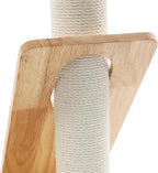 Cat Tree Tower, Wooden Cat Tree with Scratching Ball & Capsule Bed, Modern Multifunctional Cat Tower, Natural Rubberwood & Sisal Construction with Sloped Scratching Pad for Indoor Cats
