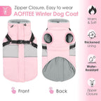 AOFITEE Dog Coat, Large Dog Jacket, Dogs Coat with Harness Built in, Reflective Waterproof Dogs Jackets Winter with Furry Collar, Warm Polar Fleece Pet Sweater Snowsuit for Doberman, Great Dane, XXL