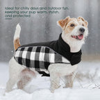 Kuoser Dog Winter Coat, Reversible Waterproof Dog Jacket with Reflective Strip, Warm Dogs Fleece Vest Adjustable Doggy Cold Weather Clothes Plaid Christmas Outfit Pet Apparel for Medium Dogs, Black M