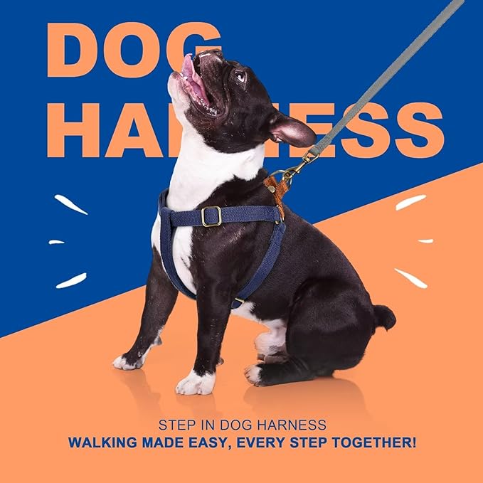 Didog Step in Dog Harness with Metal Buckles, Freedom Nylon Dog Halter Vests for Medium Dogs Easy Walking Training(M:Chest 19-28", Dark Blue)