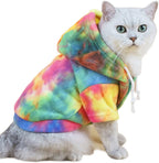 QWEEE Dog Coat & Hoodie - Tie Dye Warm Winter Sweatshirt for Cat & Puppy - Small to Medium Sizes - Multicolor XS