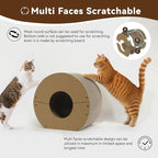 Cat Scratcher House, Cozy Cardboard Design, Safe and Secure for Kittens, Eco-Friendly,Plain Board (Circle)