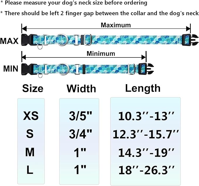 Reflective Martingale Collar with Buckle Adjustable Nylon Training Pet Collars for Small Dogs (Turquoise Shell, S)