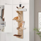 Door-Mounted Cat Tree, Cat Climbing Frame with Cat Scratching Board, 4-Tier Cat Climbing Frame Door Hanging Cat Tree Vertical Cat Tree Tower for Indoor Using