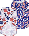 CuteBone 4th of July Dog Shirts 2-Pack Soft Pet Clothes Breathable Summer Vest for Small Puppy and Stretchy Cat Apparel 2BX13S